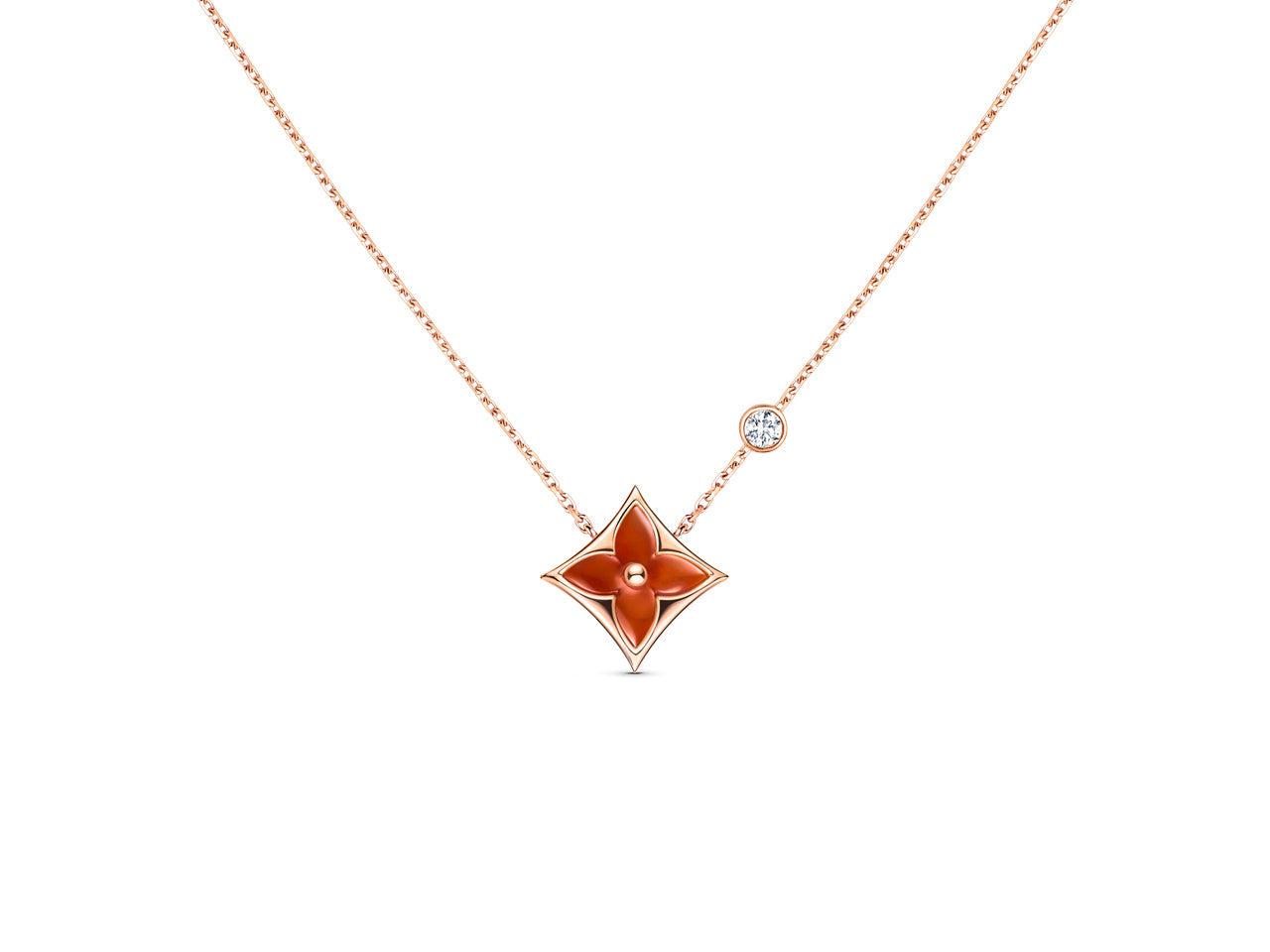 [CiCi]STAR NECKLACE PINK GOLD 1 DIAMOND