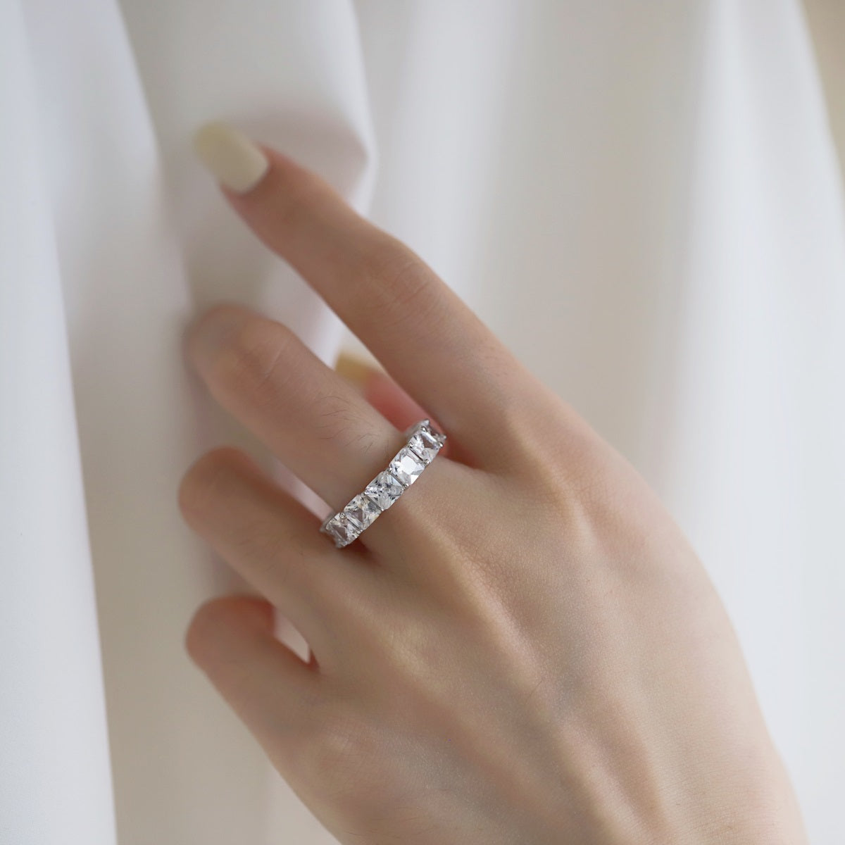[CiCi]Elegant Princess Cut Tennis Ring