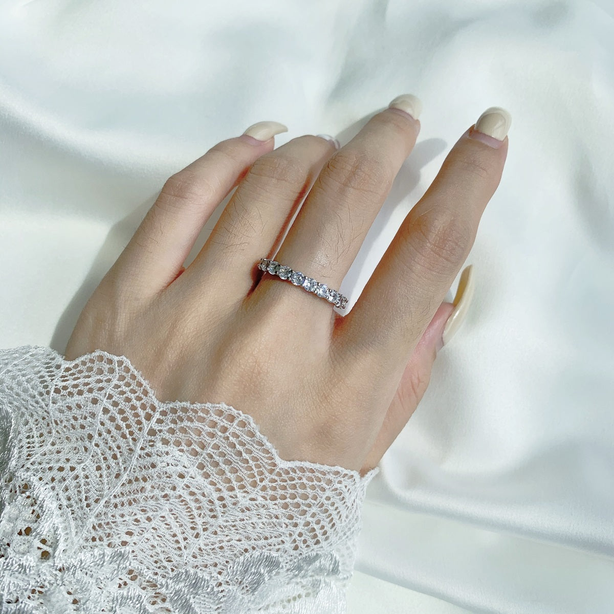 [CiCi]Sparkling Round Cut Tennis Ring