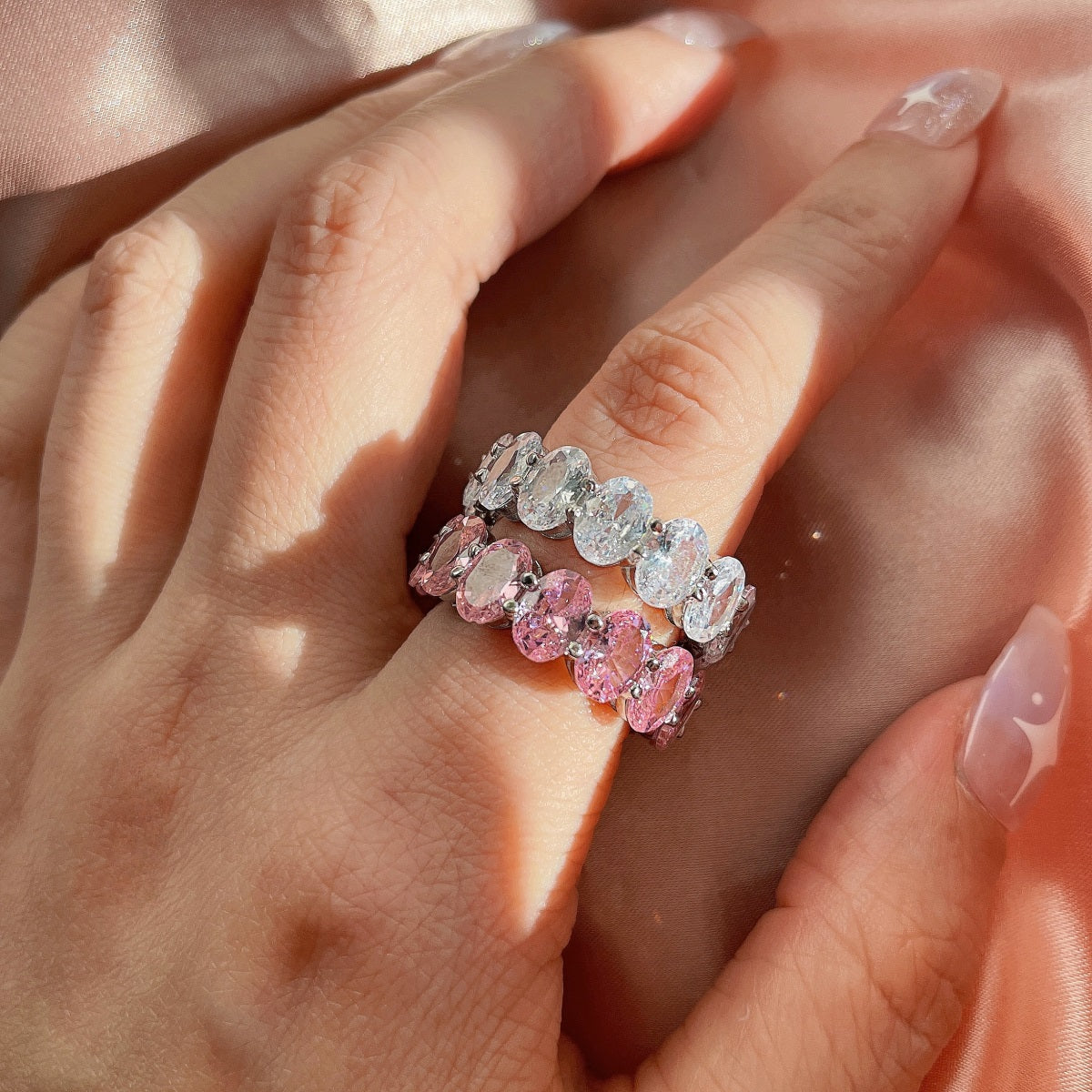 [CiCi]Dainty Elongated Cushion Cut Tennis Ring