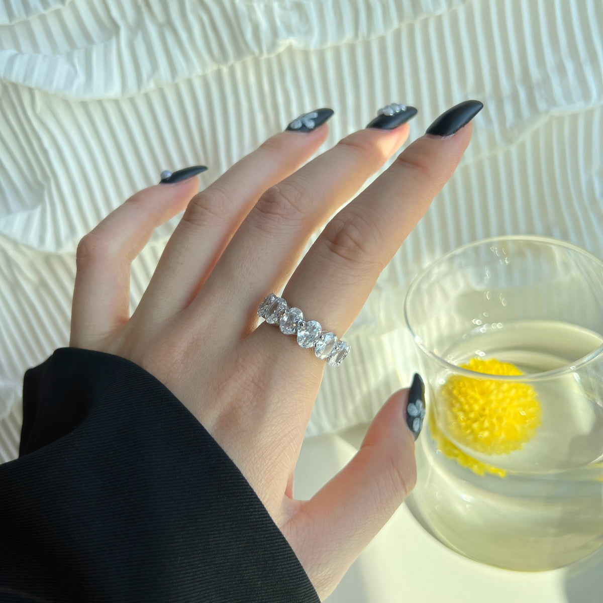 [CiCi]Dainty Elongated Cushion Cut Tennis Ring