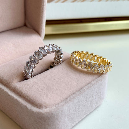[CiCi]Ornate Oval Cut Tennis Ring