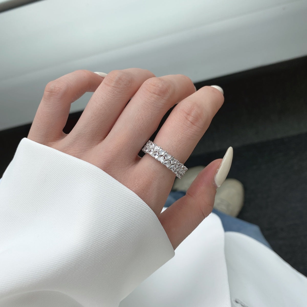 [CiCi]Sparkling Full Heart Ring