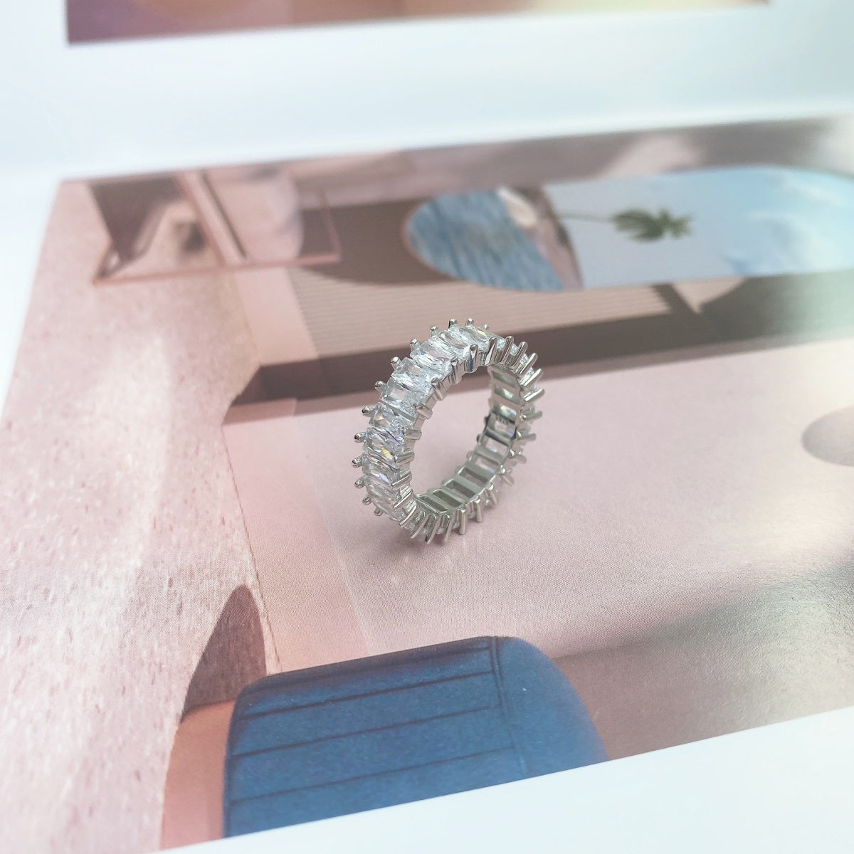 [CiCi]Unique Colorful Radiant Cut RIng
