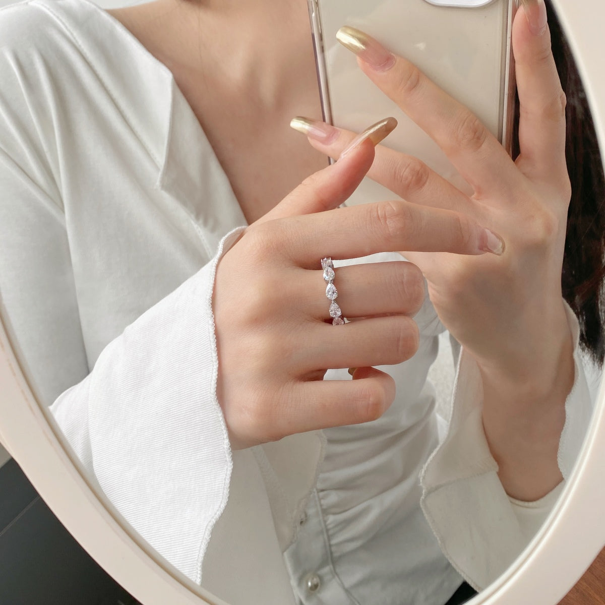 [CiCi]Exquisite Pear Cut Tennis Ring