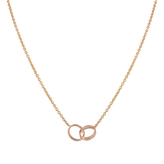 [CiCi]LOVE NECKLACE DOUBLE RING PINK GOLD
