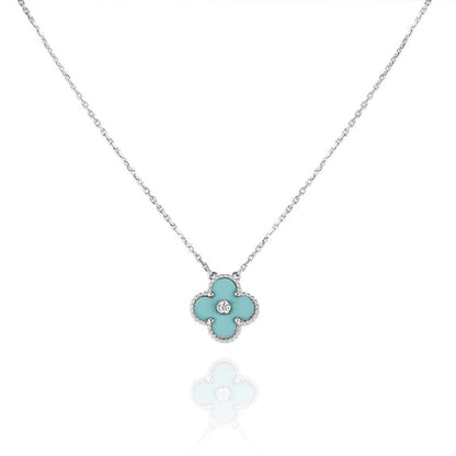 [CiCi]CLOVER 1 DIAMANT HELLBLAU SILBER KETTE