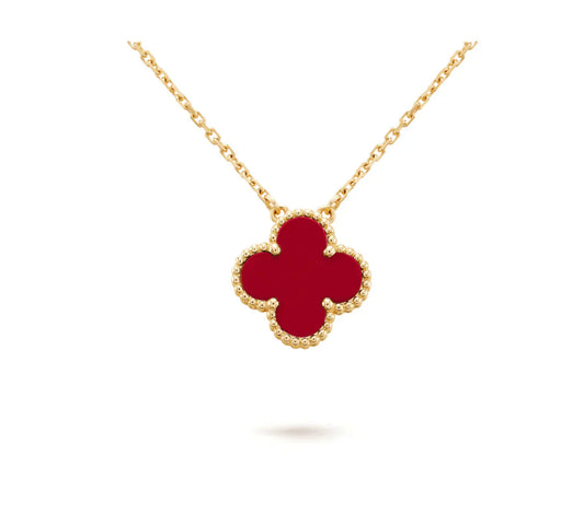 [CiCi]CLOVER 15MM CARNELIAN SINGLE FLOWER NECKLACE
