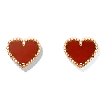 [CiCi]HEART CARNELIAN STUD EARRINGS