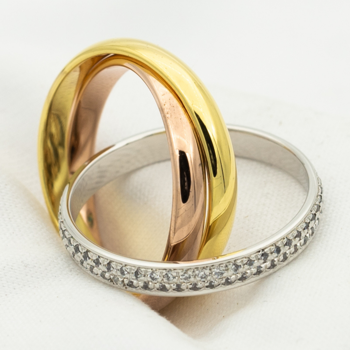 [CiCi]TRINITY RING GOLD PINK GOLD SILVER DIAMONDS