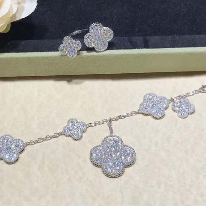 [CiCi]CLOVER 6 MOTIFS SILVER DIAMOND BRACELET