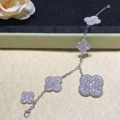 [CiCi]CLOVER 6 MOTIFS SILVER DIAMOND BRACELET