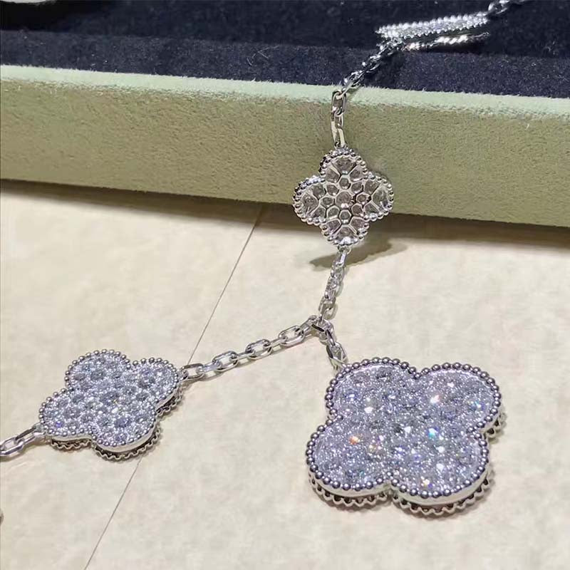 [CiCi]CLOVER 6 MOTIFS SILVER DIAMOND BRACELET