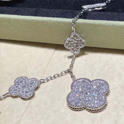 [CiCi]CLOVER 6 MOTIFS SILVER DIAMOND BRACELET