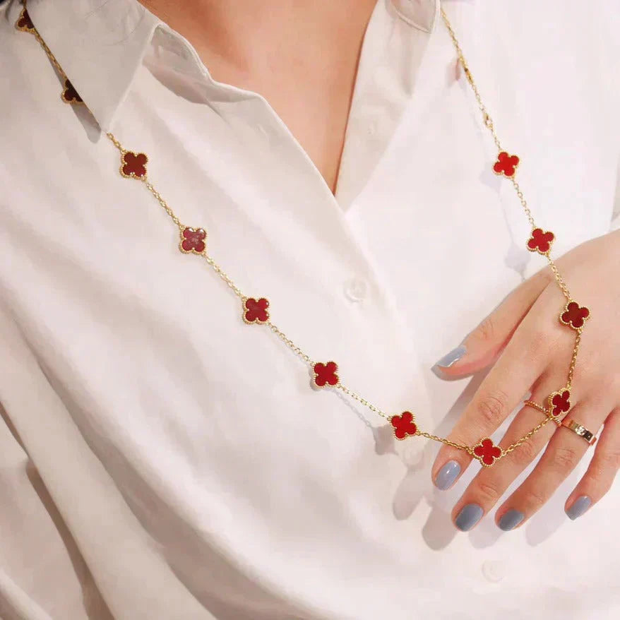[CiCi]CLOVER 20 MOTIFS CARNELIAN NECKLACE