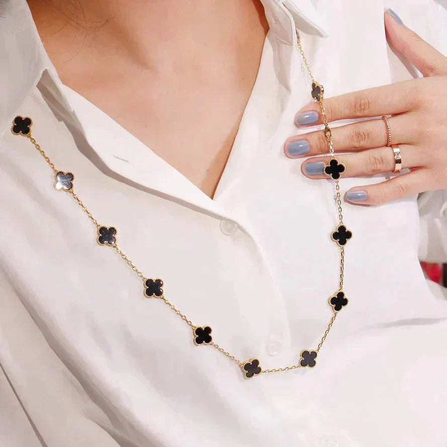 [CiCi]CLOVER 20 MOTIFS ONYX HALSKETTE