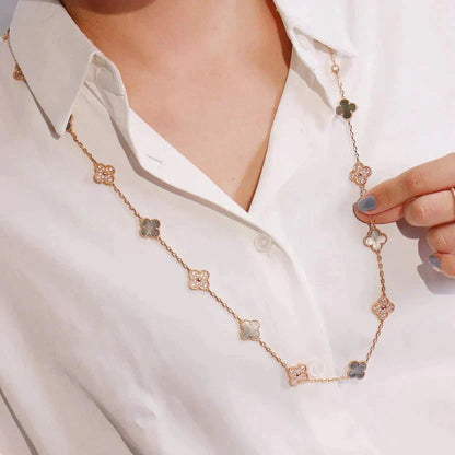 [CiCi]CLOVER 20 MOTIFS DARK MOP DIAMOND HALSKETTE