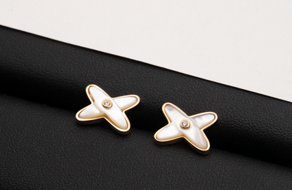 [CiCi]JEUX DE WHITE MOP ROSE GOLD DIAMOND EARRINGS