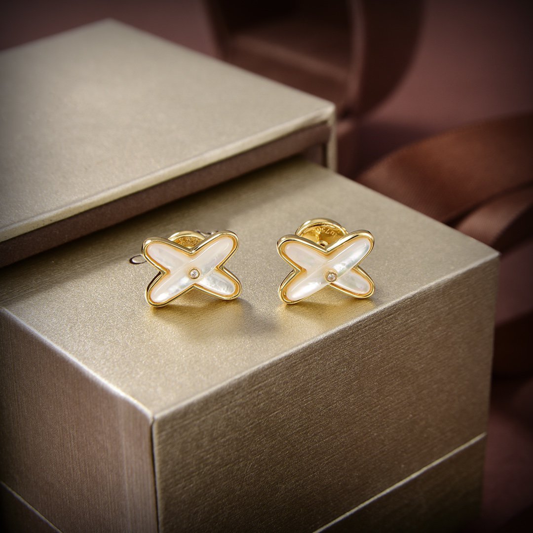 [CiCi]JEUX DE WHITE MOP GOLD DIAMOND EARRINGS