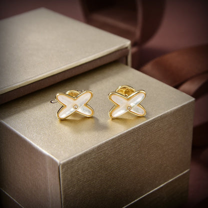 [CiCi]JEUX DE WHITE MOP GOLD DIAMOND EARRINGS