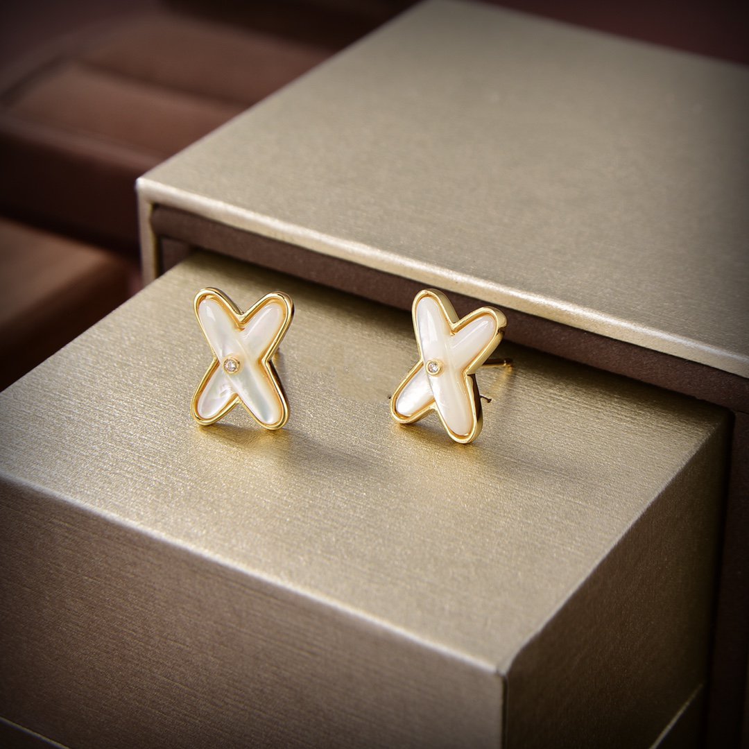 [CiCi]JEUX DE WHITE MOP GOLD DIAMOND EARRINGS