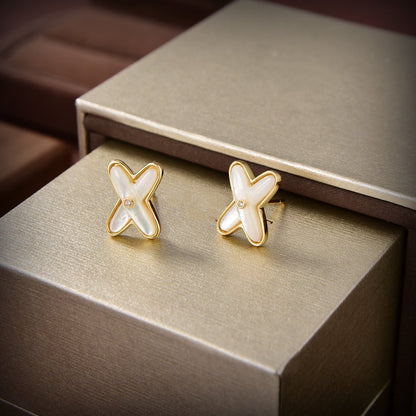 [CiCi]JEUX DE WHITE MOP GOLD DIAMOND EARRINGS