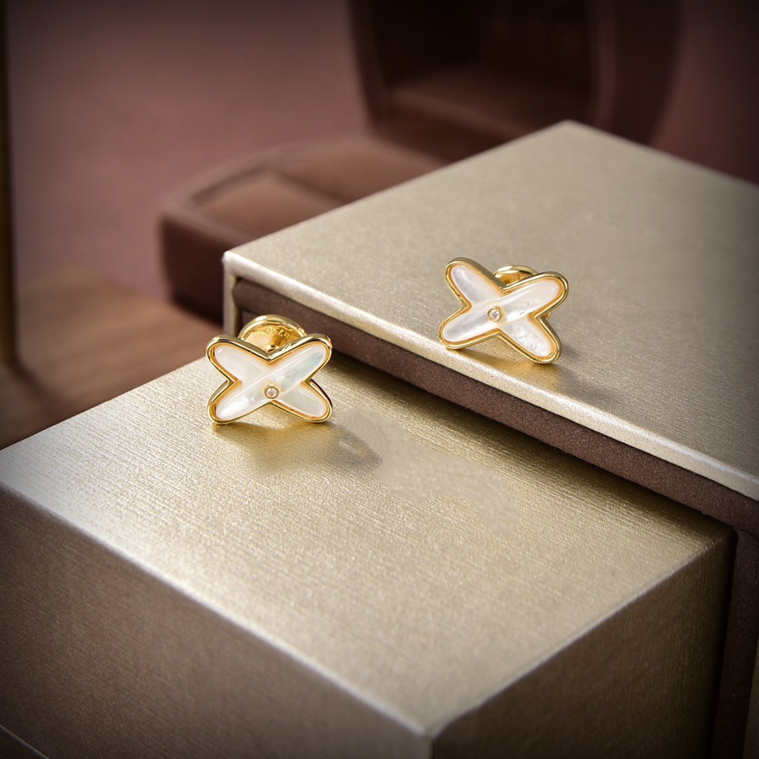 [CiCi]JEUX DE WHITE MOP GOLD DIAMOND EARRINGS