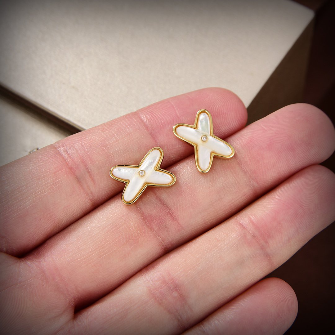 [CiCi]JEUX DE WHITE MOP GOLD DIAMOND EARRINGS