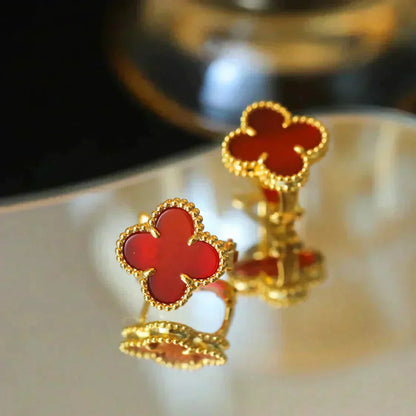[CiCi]CLOVER MEDIUM 1 MOTIFS CARNELIAN  EARRINGS