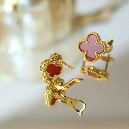 [CiCi]CLOVER MEDIUM 1 MOTIFS CARNELIAN  EARRINGS