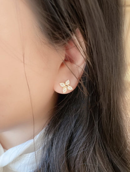 [CiCi]STAR BLOSSOM STUD EARRINGS PINK GOLD DIAMONDS