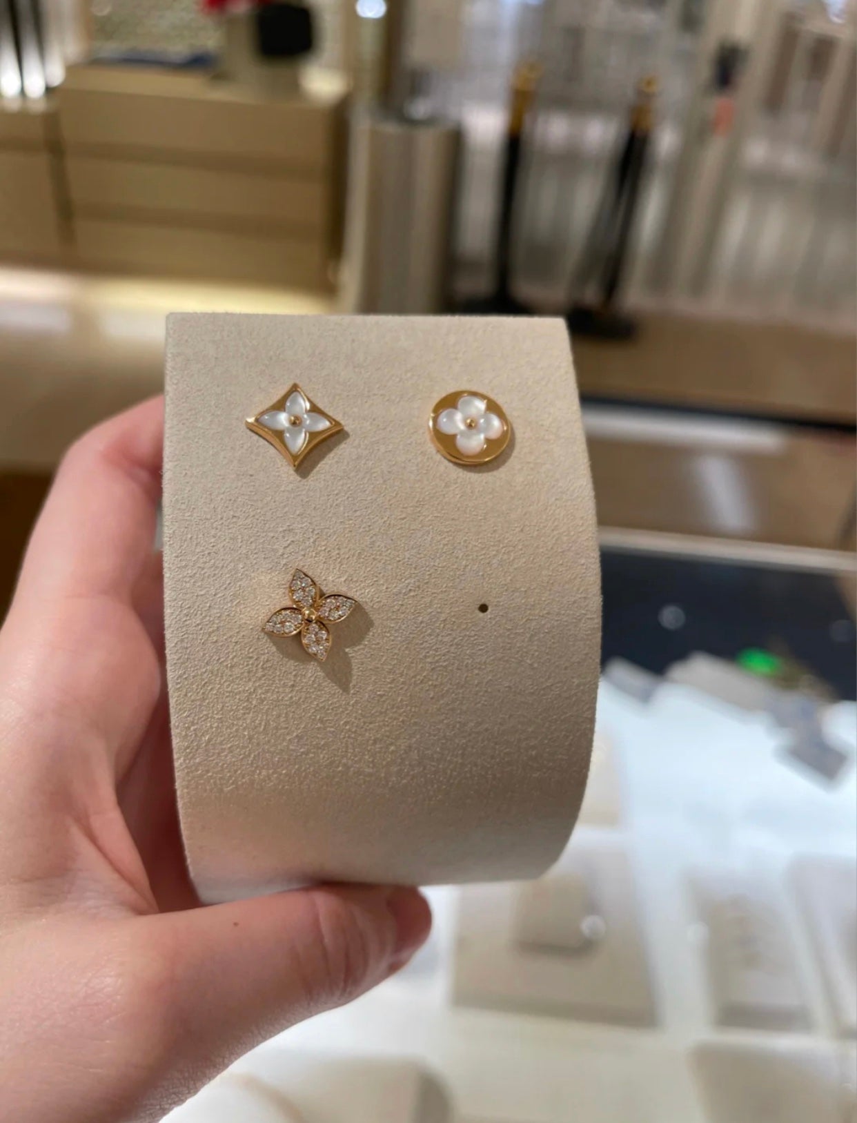[CiCi]STAR BLOSSOM STUD EARRINGS PINK GOLD DIAMONDS