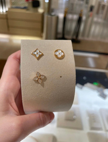 [CiCi]STAR BLOSSOM STUD EARRINGS PINK GOLD DIAMONDS