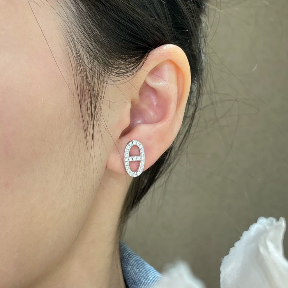 [CiCi]HM FULL DIAMOND PIG NOSE STUD EARRINGS