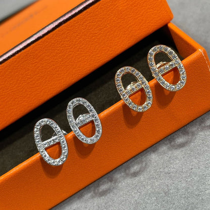 [CiCi]HM FULL DIAMOND PIG NOSE STUD EARRINGS