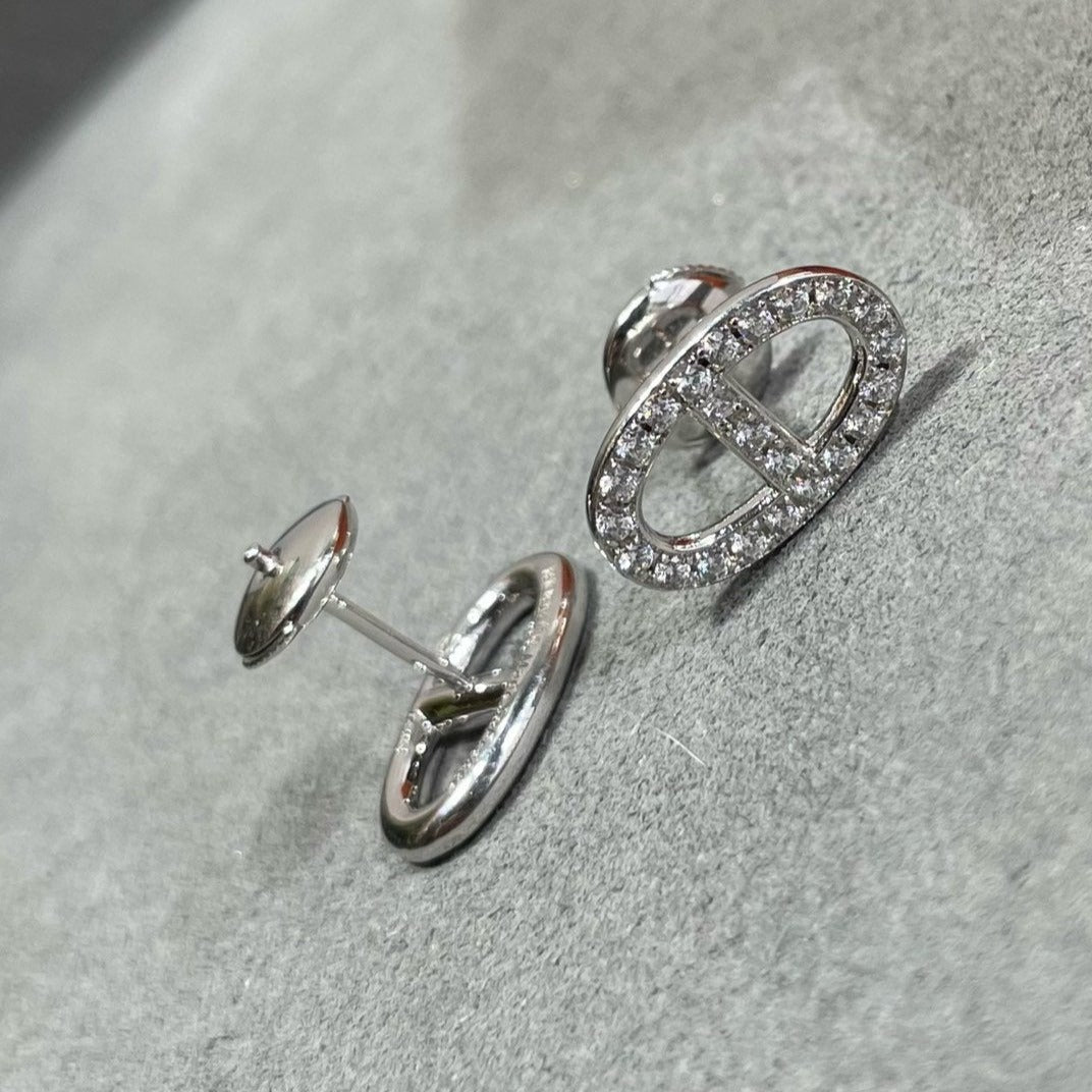 [CiCi]HM FULL DIAMOND PIG NOSE STUD EARRINGS