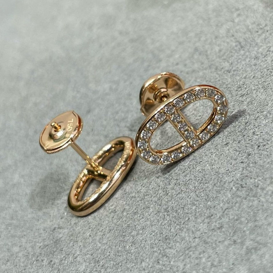 [CiCi]HM FULL DIAMOND PIG NOSE STUD EARRINGS