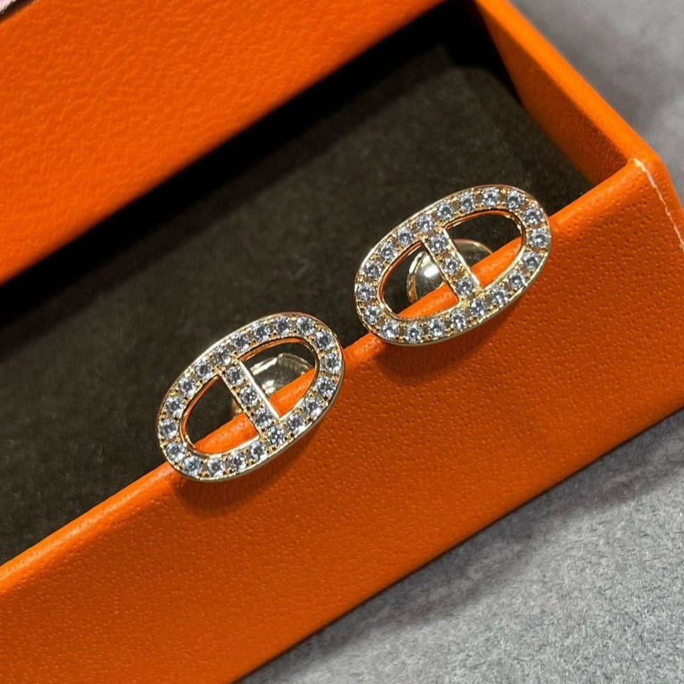 [CiCi]HM FULL DIAMOND PIG NOSE STUD EARRINGS