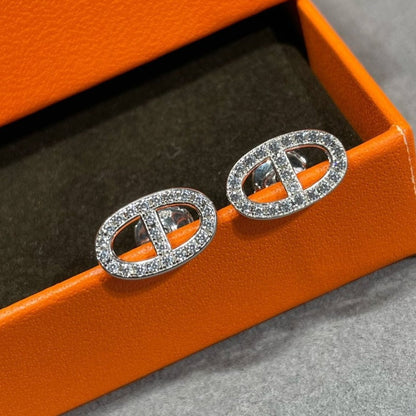 [CiCi]HM FULL DIAMOND PIG NOSE STUD EARRINGS