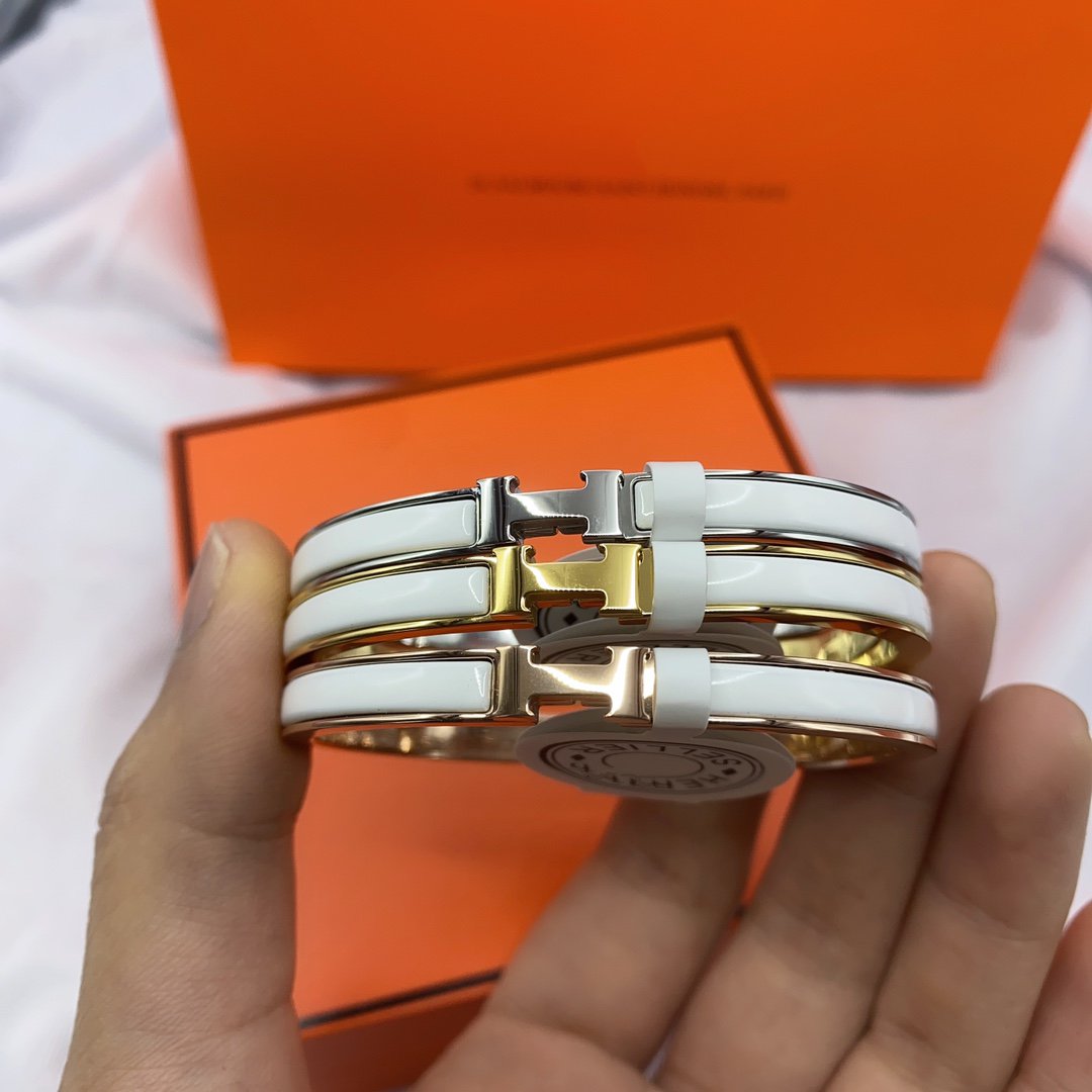 [CiCi]CLASSIC HM CLIC WHITE 8MM ENAMEL BRACELET
