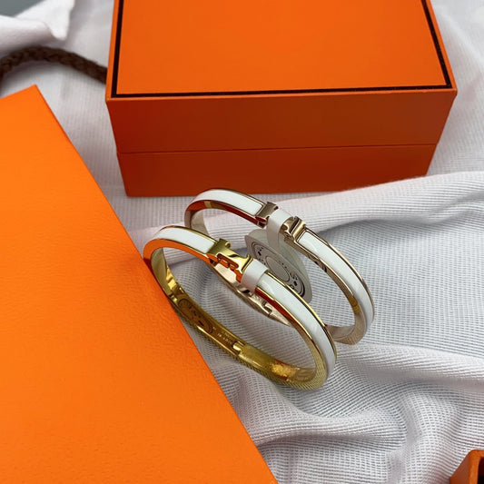 [CiCi]CLASSIC HM CLIC WHITE 8MM ENAMEL BRACELET