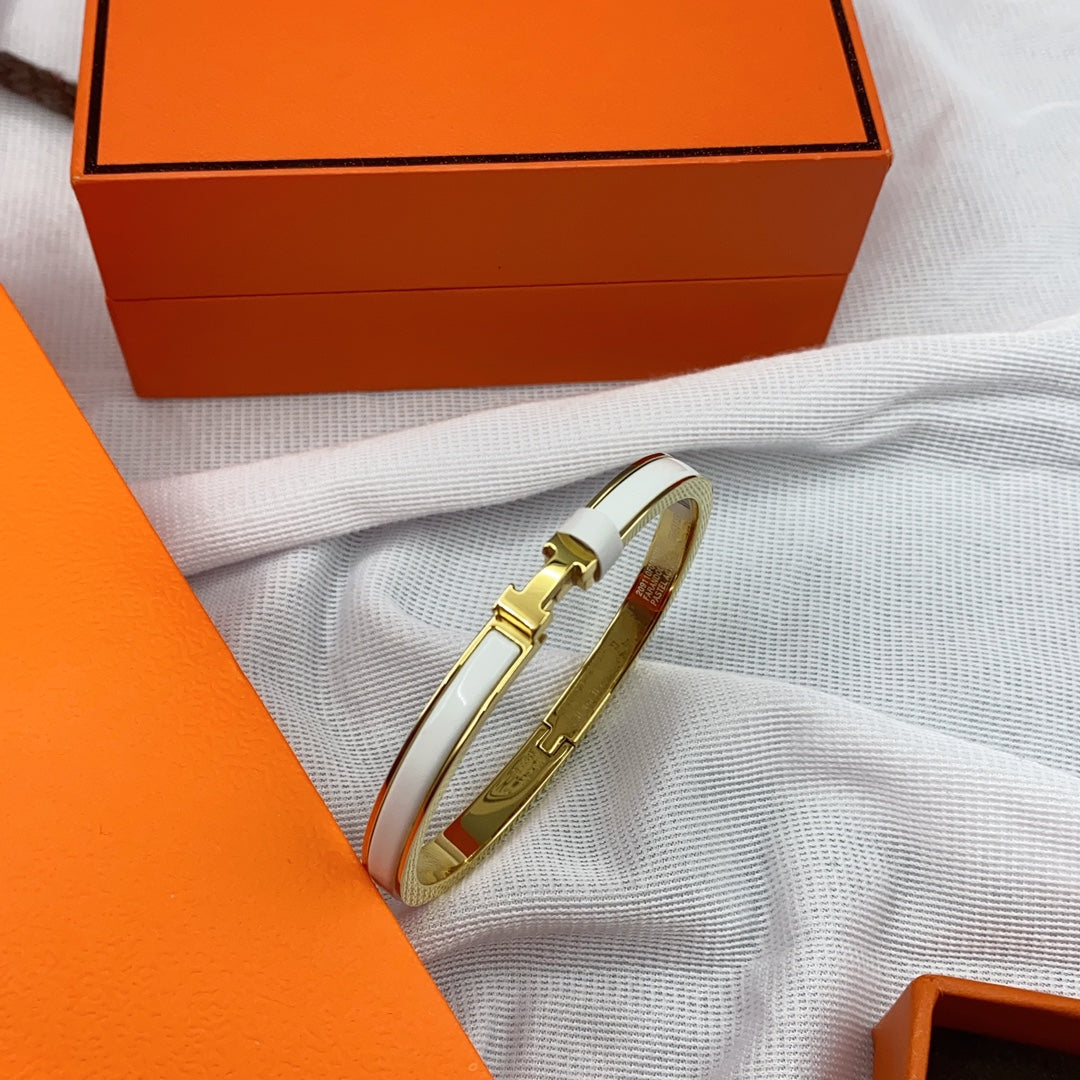 [CiCi]CLASSIC HM CLIC WHITE 8MM ENAMEL BRACELET