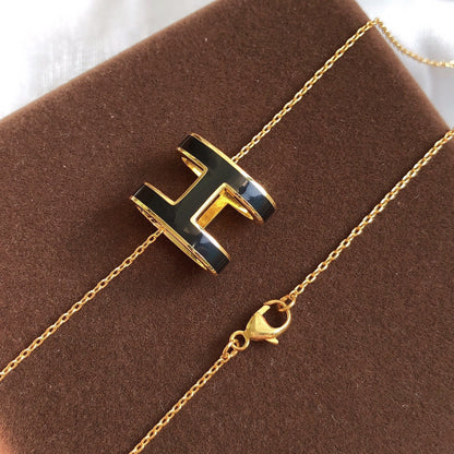 [CiCi]HM CLIC BLACK ENAMEL GOLD NECKLACE