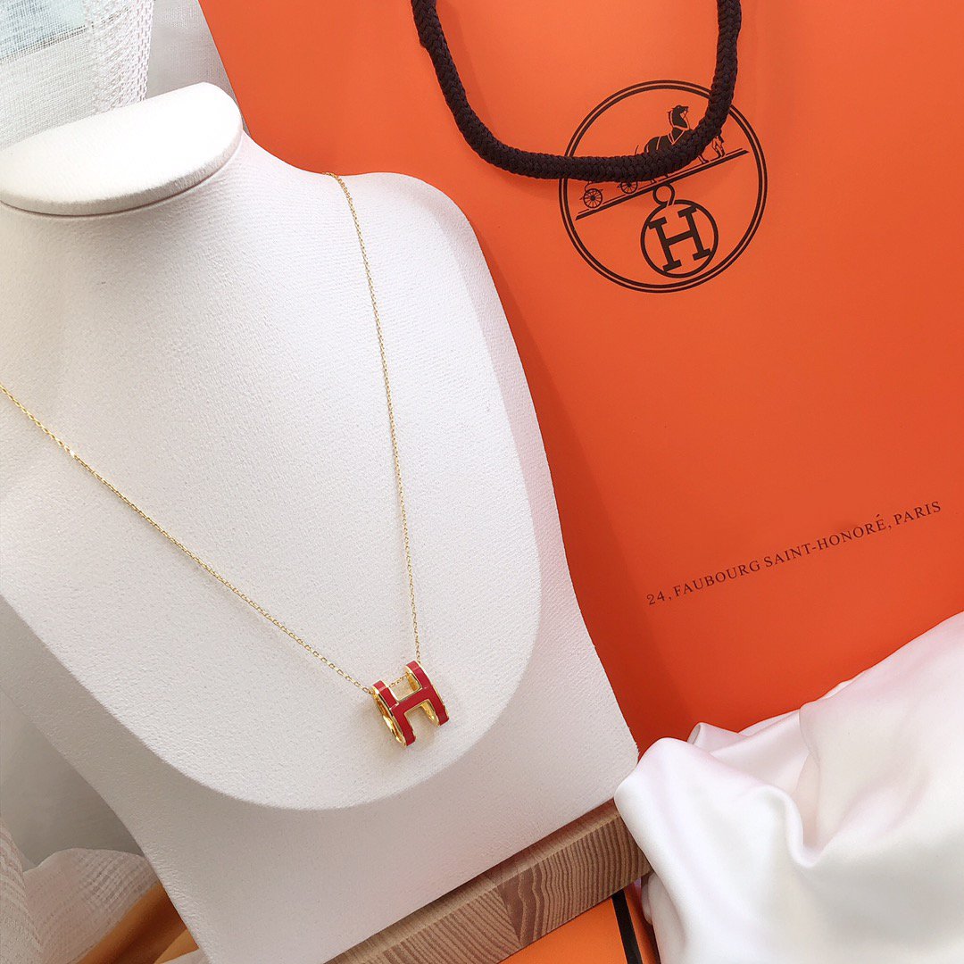 [CiCi]HM CLIC RED ENAMEL GOLD NECKLACE