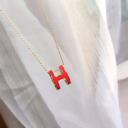 [CiCi]HM CLIC RED ENAMEL GOLD NECKLACE