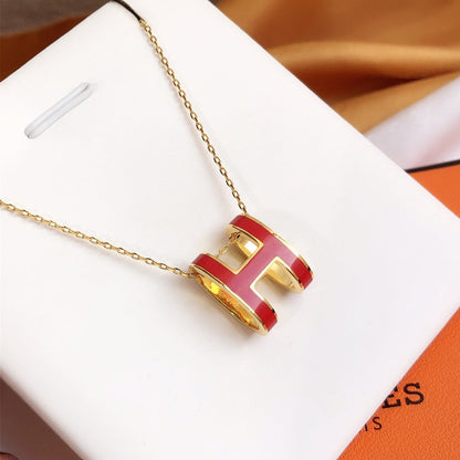 [CiCi]HM CLIC RED ENAMEL GOLD NECKLACE