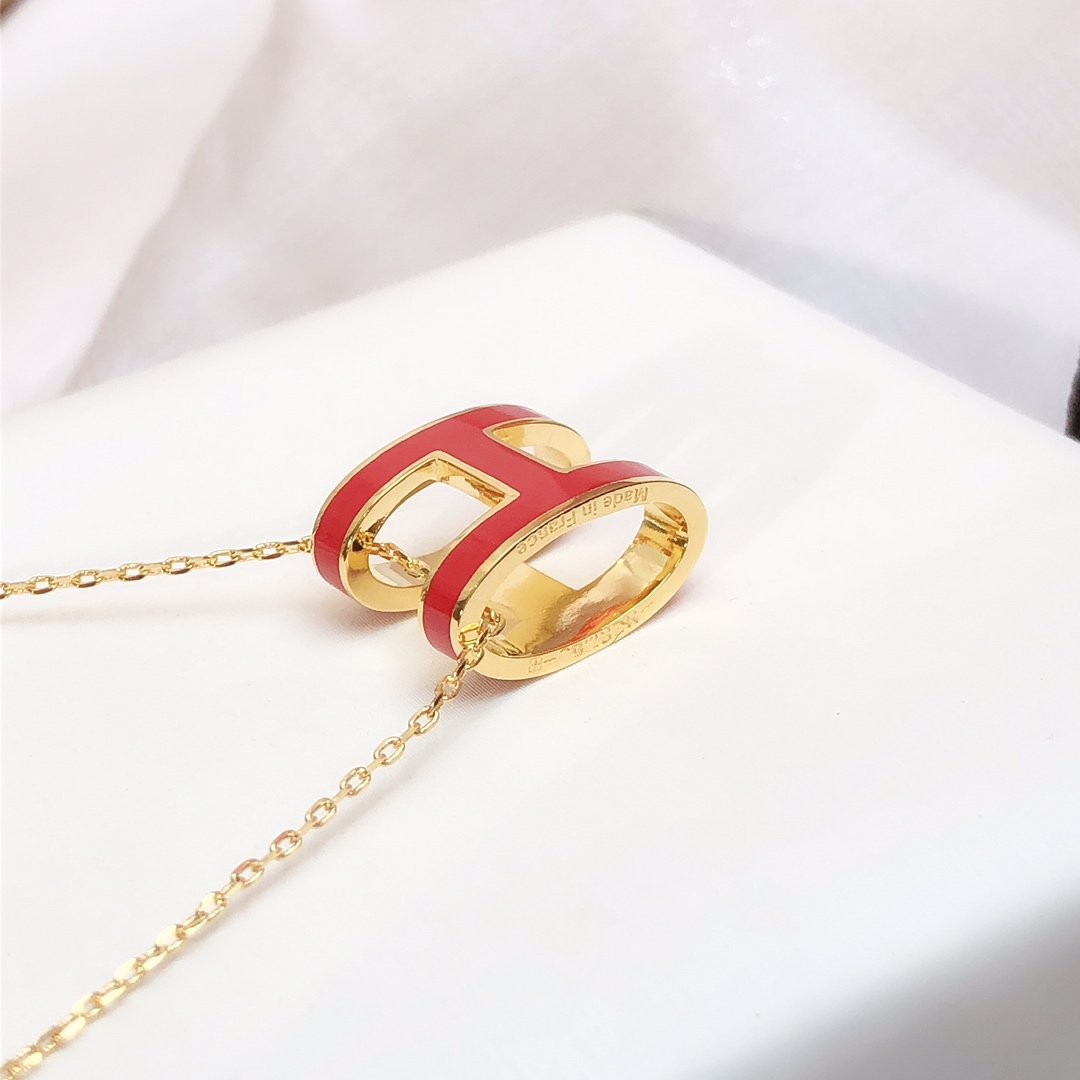 [CiCi]HM CLIC RED ENAMEL GOLD NECKLACE