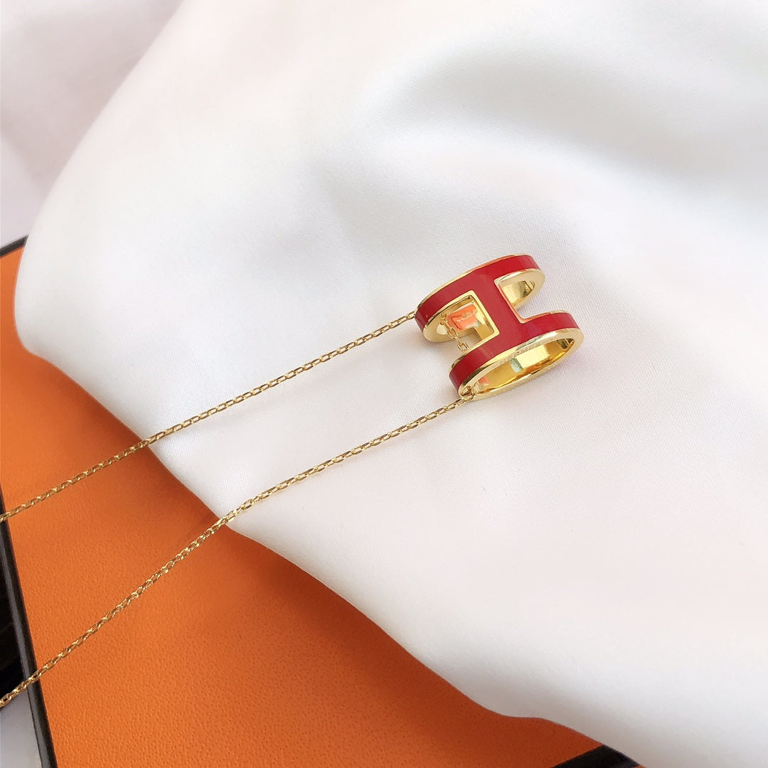 [CiCi]HM CLIC RED ENAMEL GOLD NECKLACE