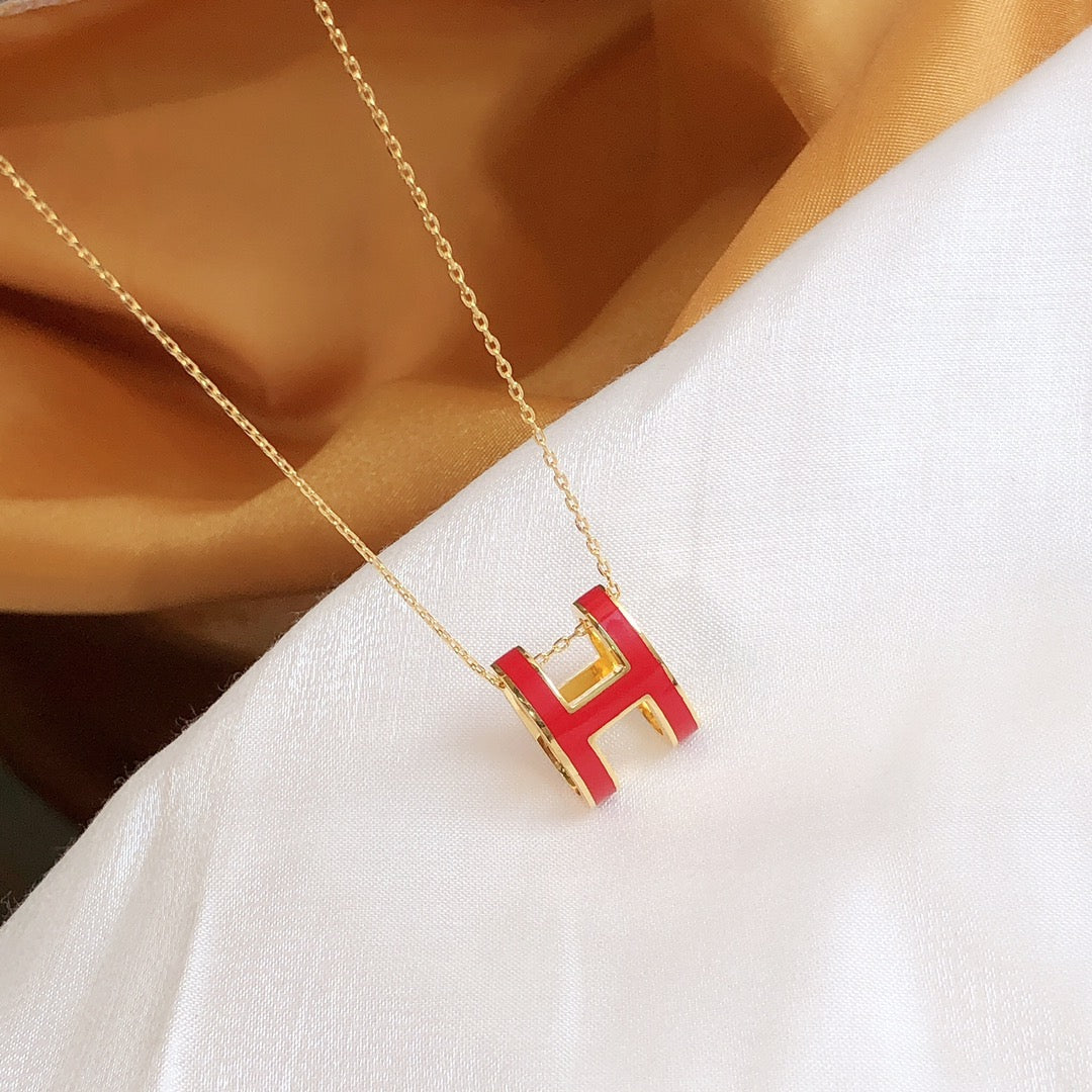 [CiCi]HM CLIC RED ENAMEL GOLD NECKLACE
