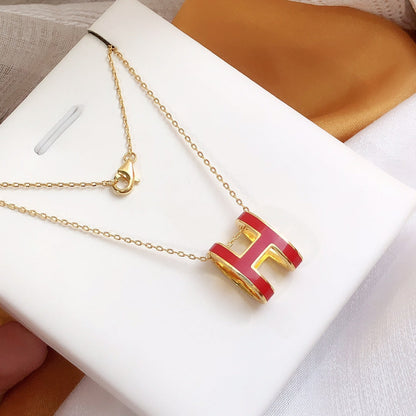 [CiCi]HM CLIC RED ENAMEL GOLD NECKLACE